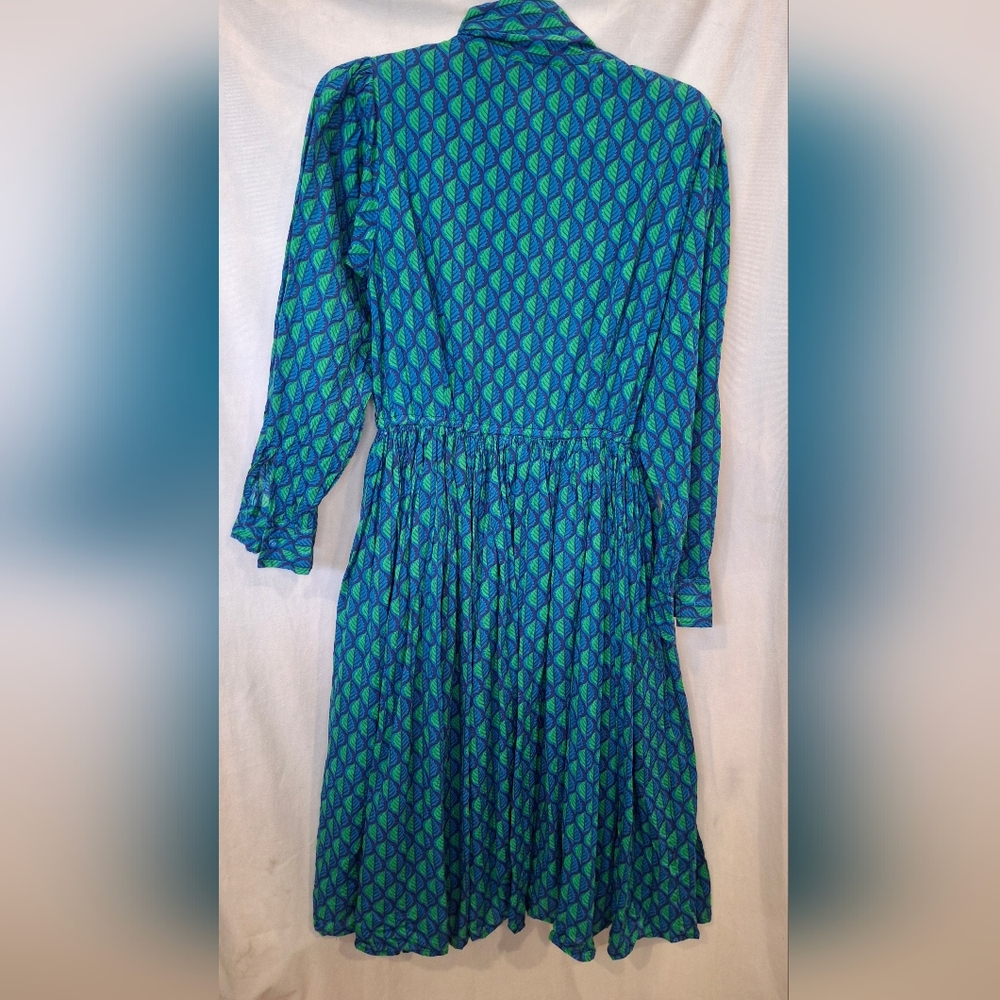 Afrofunkk is Tribal Funkk Blue Green Long Sleeve Dress Size 12 Womens - Picture 10 of 14